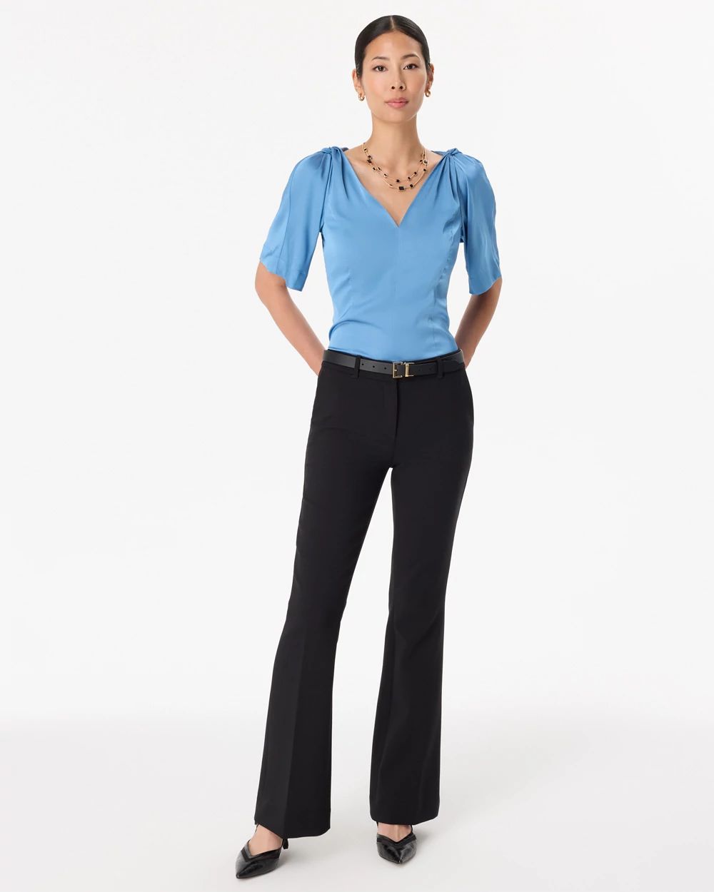 Satin Twist-Shoulder Top | White House Black Market